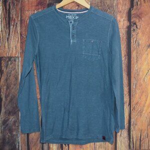 MBX PREMIUM GOODS Men's Sz M Three-Button Henley Long Sleeve Shirt
